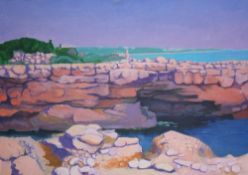 NORMAN CHECKETTS (XX-XXI). British school, impressionist coastal scene with harbour wall,