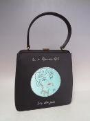 A VINTAGE LULU GUINNESS DESIGNER BAG 'Be a Glamour Girl, Drip with Jewels', circular panel with