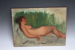 AFTER PIERRE AUGUSTE RENOIR (1841-1919). Study of a reclining female nude, see label verso,