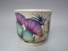 A MOORCROFT SCOTTISH THISTLE PATTERN SMALL PLANTER, with typical tubeline decoration, impressed