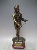 A FRENCH GILT METAL FIGURE 'PREMIERE LECON' PAR BARTHELEMY, H 30 cm