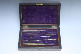 A ROSEWOOD CASED COLLECTION OF TECHNICAL DRAWING INSTRUMENTS