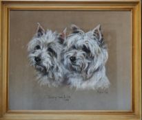 MARJORIE COX (1915-2003). 'Judy and Liz', signed lower right and dated 1964, pastel, framed and