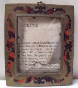 A 19TH CENTURY PORTRAIT MINIATURE BOULE WORK FRAME, frame W 2 cm, framed rebate 8.5 x 6.5 cm