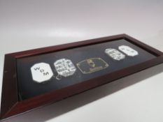 A FRAMED AND GLAZED ADVERTISING DISPLAY / POINT OF SALE PAIR OF OVERSIZED STRATTON CUFFLINKS,