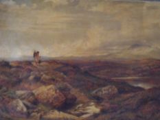 CIRCLE OF BENJAMIN WILLIAMS LEADER (1831-1923). Stormy moorland landscape with mother and child