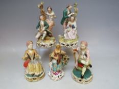A COLLECTION OF FIVE LATE 19TH / EARLY 20TH CENTURY POTTERY FIGURES, of varying style, form and