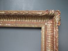 A 20TH CENTURY DECORATIVE GOLD FRAME WITH CORNER EMBELLISHMENTS, frame W 7 cm, frame rebate 58.5 x