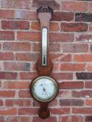 A LATE 19TH CENTURY INLAID BAROMETER, with painted detail to the dial, H 98 cm