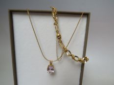TWO ITEMS OF 9CT JEWELLERY WITH MAGNETIC CLASPS, comprising a gemset pendant on chain and a fancy
