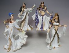 A SET OF FOUR DANBURY MINT EGYPTIAN THEMED PORCELAIN FIGURES BY MARTIN EVANS, comprising