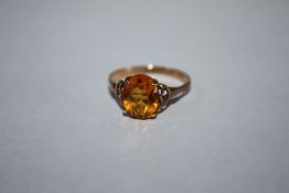 A 9CT GOLD CITRINE RING, approx weight 1.9g, ring size N 1/2