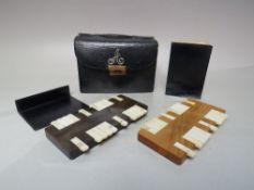 A WEBSTER'S OF LONDON MOROCCO LEATHER TRAVELLING PLAYING CARDS COMPANION, W 14.5 cm