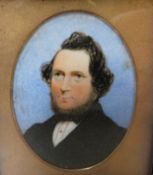 (XIX). American school, oval portrait miniature study on ivory of a bearded gentleman, unsigned,