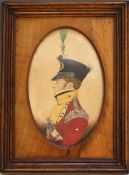 (XIX). Oval portrait miniature study of an officer in full dress, indistinctly signed middle to