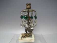 A GILT METAL CANDLE LUSTRE WITH DOG LYING AT THE BASE, H 23.5 cm