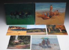 G. HALSTEAD (XX). British school, a collection of seven various impressionist scenes, to include