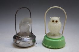 TWO NOVELTY PIFCO CHILD'S BIRD FIGURE NIGHT LIGHTS, one in the form of a parrot and the other in the