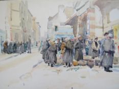 MURRAY McNEEL CAIRD URQUHART (1880-1972). Market scene with figures 'Market Place Douarmenez', see