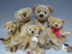 TWO STEIFF BLOND MOHAIR BEARS 661105 AND 000335, tallest H 25 cm, together with a Deans Rag Book