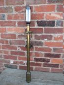 A LATE 19TH / EARLY 20TH CENTURY BRASS CASED MARINE STICK BAROMETER ON WALL MOUNTED GIMBLE, signed