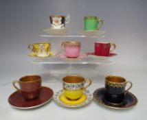 A COLLECTION OF DECORATIVE TEAWARES / COFFEE CANS & SAUCERS, to include examples by Royal