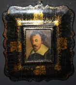 (XVII-XVIII). A portrait miniature study of a gentleman with moustache and beard, framed in a