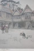 CECIL ALDIN (1870-1935). 'Old Manor Houses Ightham Mote House - The Courtyard', coloured print,