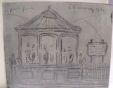 CIRCLE OF LAURENCE STEPHEN LOWRY (1857-1976). Bandstand scene with figures, figure study verso,