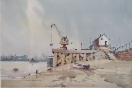 SYDNEY VALE (b.1916). Thames scene at Bugsby's Reach with shipping and docks, signed and dated