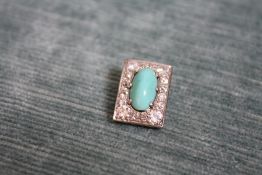 AN 18 CARAT GOLD TURQUOISE AND DIAMOND PENDANT, set with an estimated 1.5 carats of diamonds, approx