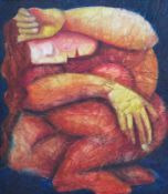 NIKKI McKAY (XX). A modernist female nude study, unsigned, see studio label verso, oil on board,