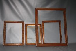 FOUR 19TH CENTURY MAPLE FRAMES, smallest 43 x 33 cm, largest 76 x 61 cm