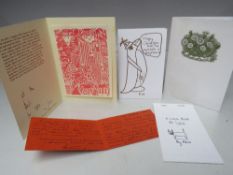 JULIAN HARTNOLL. Two Christmas cards signed by Hartnoll and dated 1987 and 1984, one lithograph