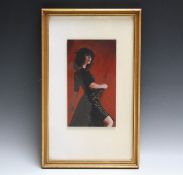 AFTER VETTRIANO (XX-XXI). Study of a woman in a black dress, unsigned, oil on card, framed and
