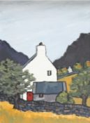 DAVIS BARNES (XX-XXI). Welsh school, mountainous landscape with cottage, 'Nantmor', signed verso,