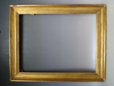 A PAIR OF 18TH CENTURY GOLD FRAMED WITH DESIGN TO INNER EDGE AND INTEGRAL SLIP, frame W 5.5 cm, slip