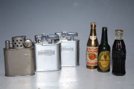 A COLLECTION OF LIGHTERS TO INCLUDE NOVELTY COCA COLA AND GUINNESS EXAMPLES, together with two
