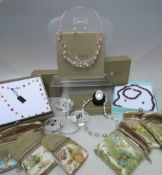 A COLLECTION OF HONORA PEARLS JEWELLERY ITEMS, comprising three necklaces, four pairs of earrings, a