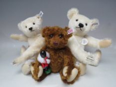 THREE STEIFF LIMITED EDITION TEDDY BEARS, comprising 406898 fully jointed white mohair 1922