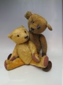 A VINTAGE CHAD VALLEY MOHAIR TEDDY BEAR, articulated head and limbs, glass eyes, stitched mouth