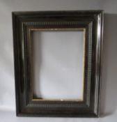 A 19TH CENTURY EBONISED DUTCH FRAME, frame W 12 cm, frame rebate 53 x 39 cm