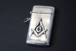 A 925 SILVER VESTA WITH MASONIC EMBLEM, approx weight 32g, H 6 cm
