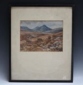 V.B.B. Moorland scene with four stags grazing, signed and dated 1931 lower left, watercolour, framed