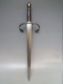 A DELL TIN LATE 16TH CENTURY STYLE LEFT HANDED DAGGER, chrome vanadium blade, antique finished