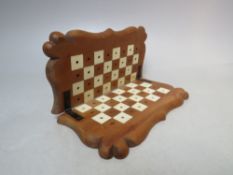 AN ANGLO INDIAN STYLE TRAVELLING CHESS BOARD, W 16.5 cm