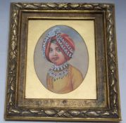 (XIX). An oval portrait miniature on ivory study of DULEEP SINGH as a young man, see verso,