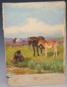 WALTER BOTHAMS (1850-1914). 'Dartmoor Ponies', see verso, signed and dated 1894 lower right,