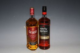 1 LITRE BOTTLE OF WHYTE & MACKAY WHISKY, together with a 1 litre bottle of Grant's whisky (2)