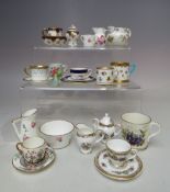 A COLLECTION OF COALPORT AND CROWN STAFFORDSHIRE MINIATURE TEAWARE, various backstamps, together